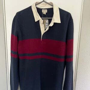 J. Crew Men's Navy and Burgundy Striped Sweater